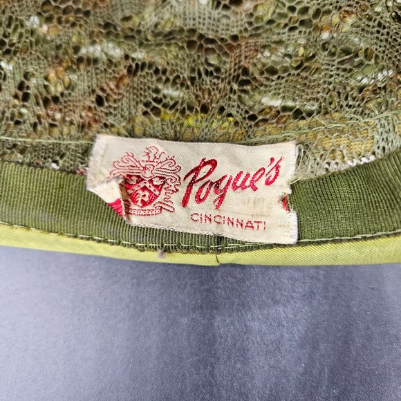 Vintage 1950s Pogues Cincinnati Floral Trim Pill Hat With Netting & Faux Fruit A - Picture 5 of 5